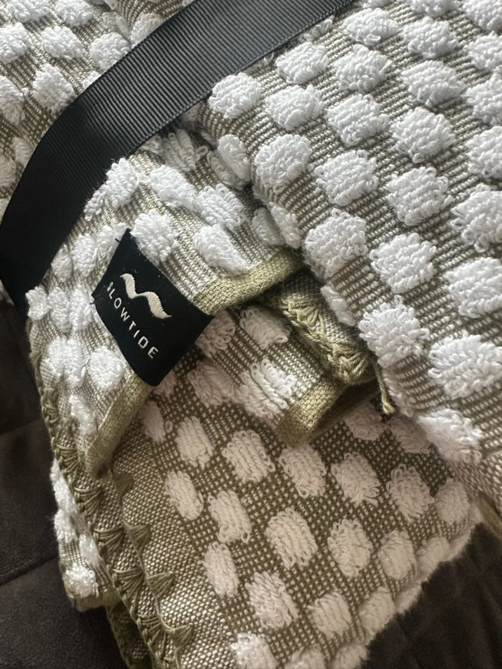 Slowtide Olive & White Textured Bath Towel Set